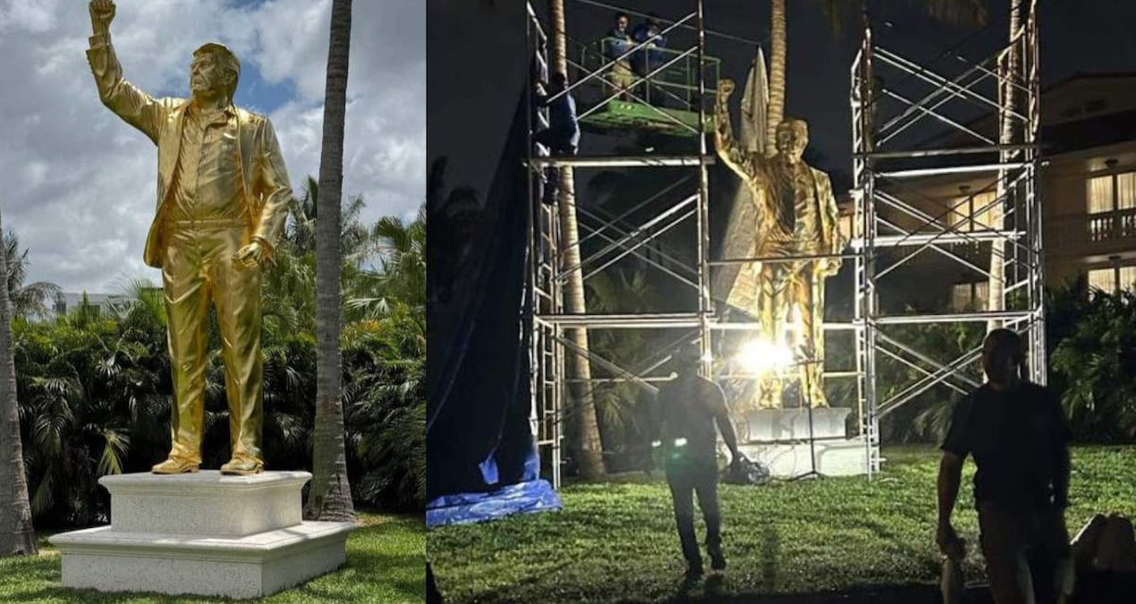 Trump’ın Favori Mekanında 7 Metrelik Altın Heykel Açıldı