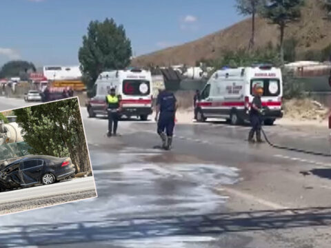Ankara samsun yolunda kaza otomobil direge ok gibi saplandi ZXYSYnHb